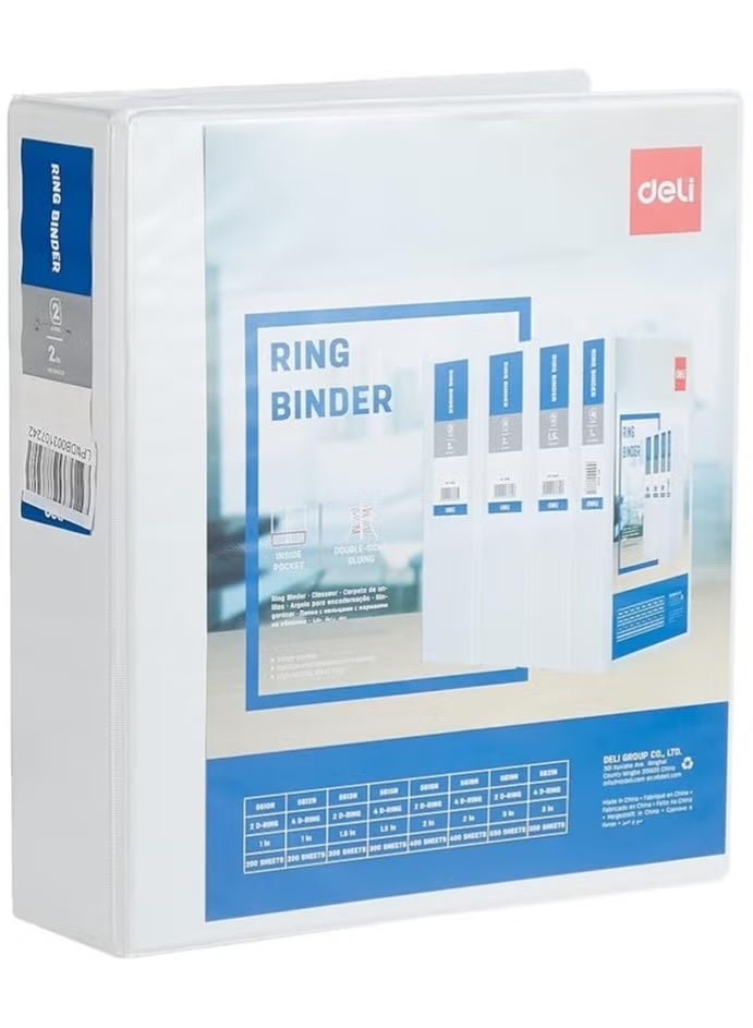 ديلي 5616N مجلد حلقي أبيض 2 بوصة – نظام 2D – مقاس A4 – ملف مكتبي متين - Image 1